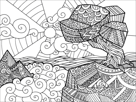 Zentangle Landscape Coloring Page